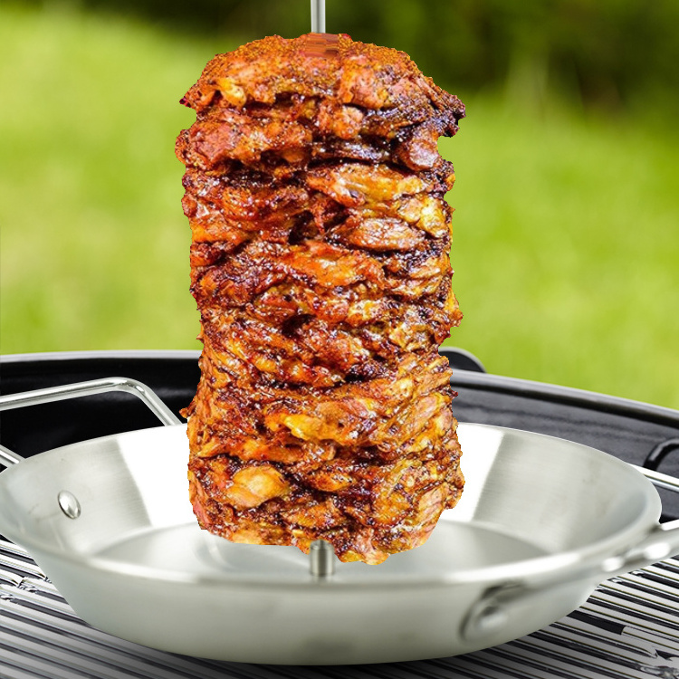 High Quality Cheap Bbq Grill Pan Mini Rotisserie Round Dinner Plate Vertical Skewer Meat Spit Grill Bbq Skewer Stand