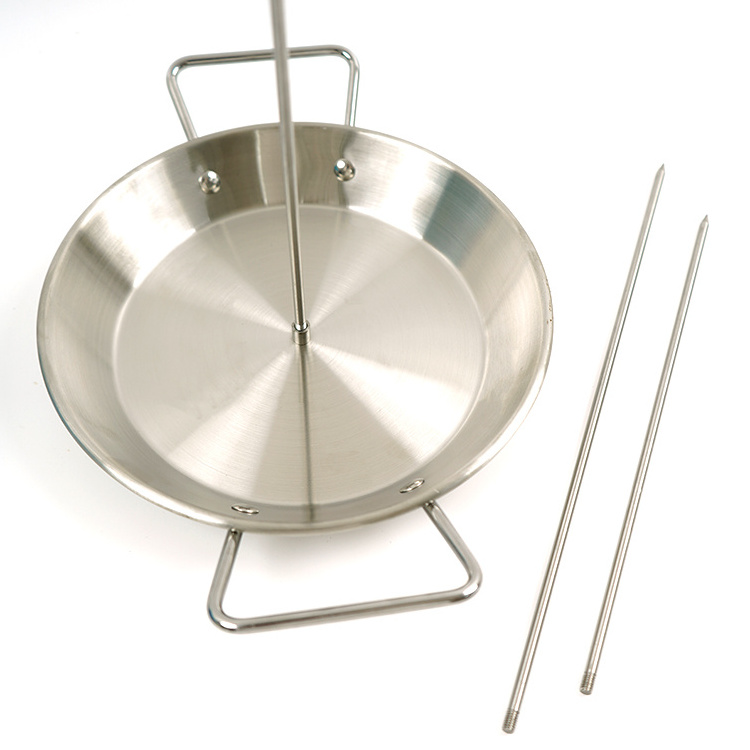 High Quality Cheap Bbq Grill Pan Mini Rotisserie Round Dinner Plate Vertical Skewer Meat Spit Grill Bbq Skewer Stand