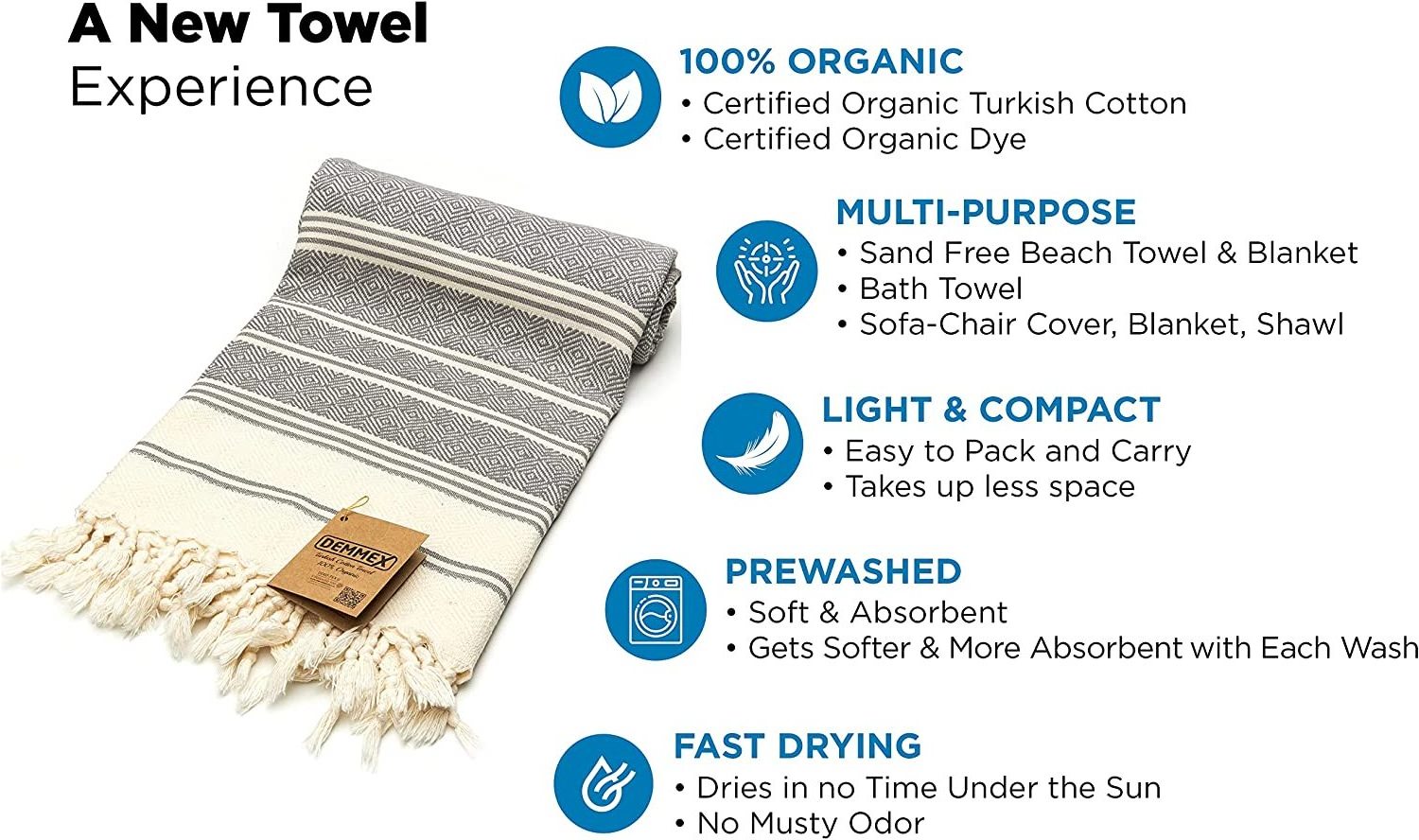 Certified 100% Organic Cotton Dye Weave Turkish Cotton Towel Bath Towel Beach Towel