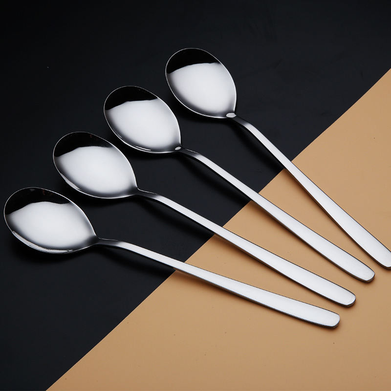 Long Handle Coffee Spoon Mini Dessert Ice Cream Spoons Gift Silver Stainless Steel Flatware Tea Spoon