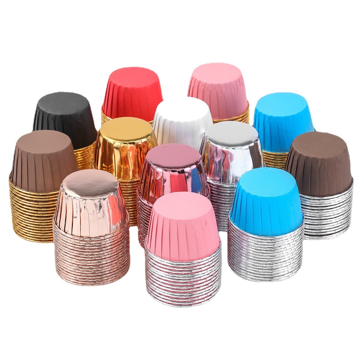 50pcs/Pack Aluminum Foil Baking Muffin Cupcake Liners Gold Cake Holders Metallic Rose Gold Silver Muffin Paper Cups