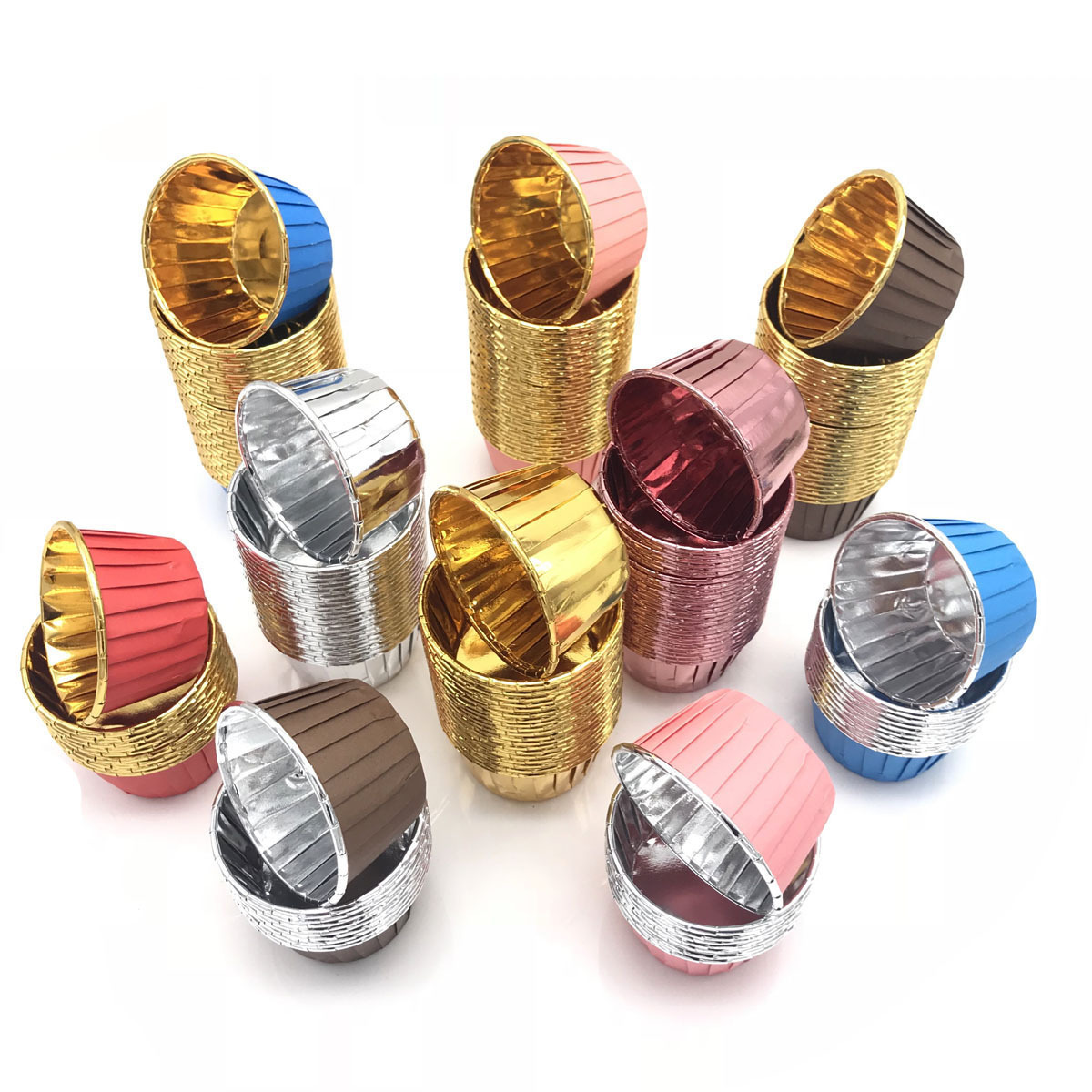 50pcs/Pack Aluminum Foil Baking Muffin Cupcake Liners Gold Cake Holders Metallic Rose Gold Silver Muffin Paper Cups