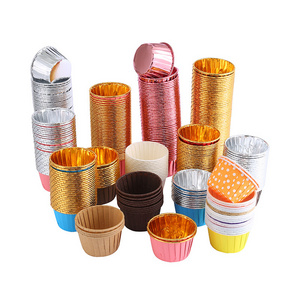 50pcs/Pack Aluminum Foil Baking Muffin Cupcake Liners Gold Cake Holders Metallic Rose Gold Silver Muffin Paper Cups