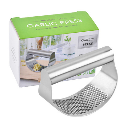 Professional Kitchen Gadgets Stainless Steel Rocker Mincer Crusher Pressed Garlic Press Chopper and Peeler set