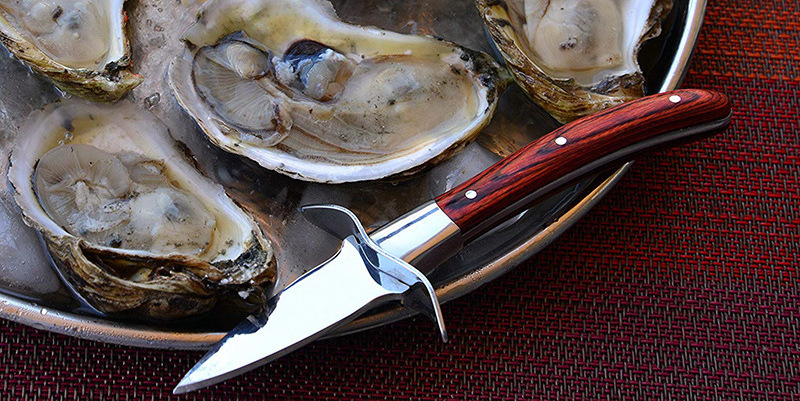 Stainless Steel Oyster Opener Knife Clam Shucking Tool for Shellfish with Leather Protective Cover