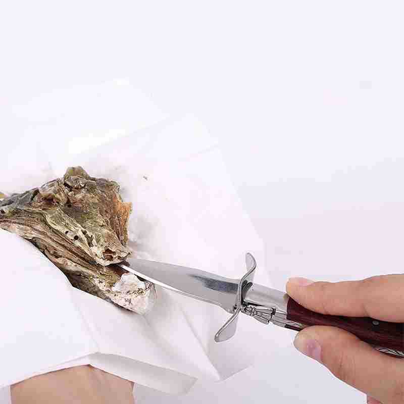 Stainless Steel Oyster Opener Knife Clam Shucking Tool for Shellfish with Leather Protective Cover