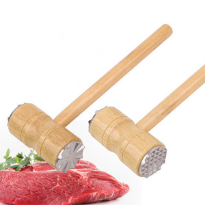 Kitchen Meat Tenderizer Hammer with Wooden Handle Dual-Sides Meat Mallet for Steak Beef and Poultry