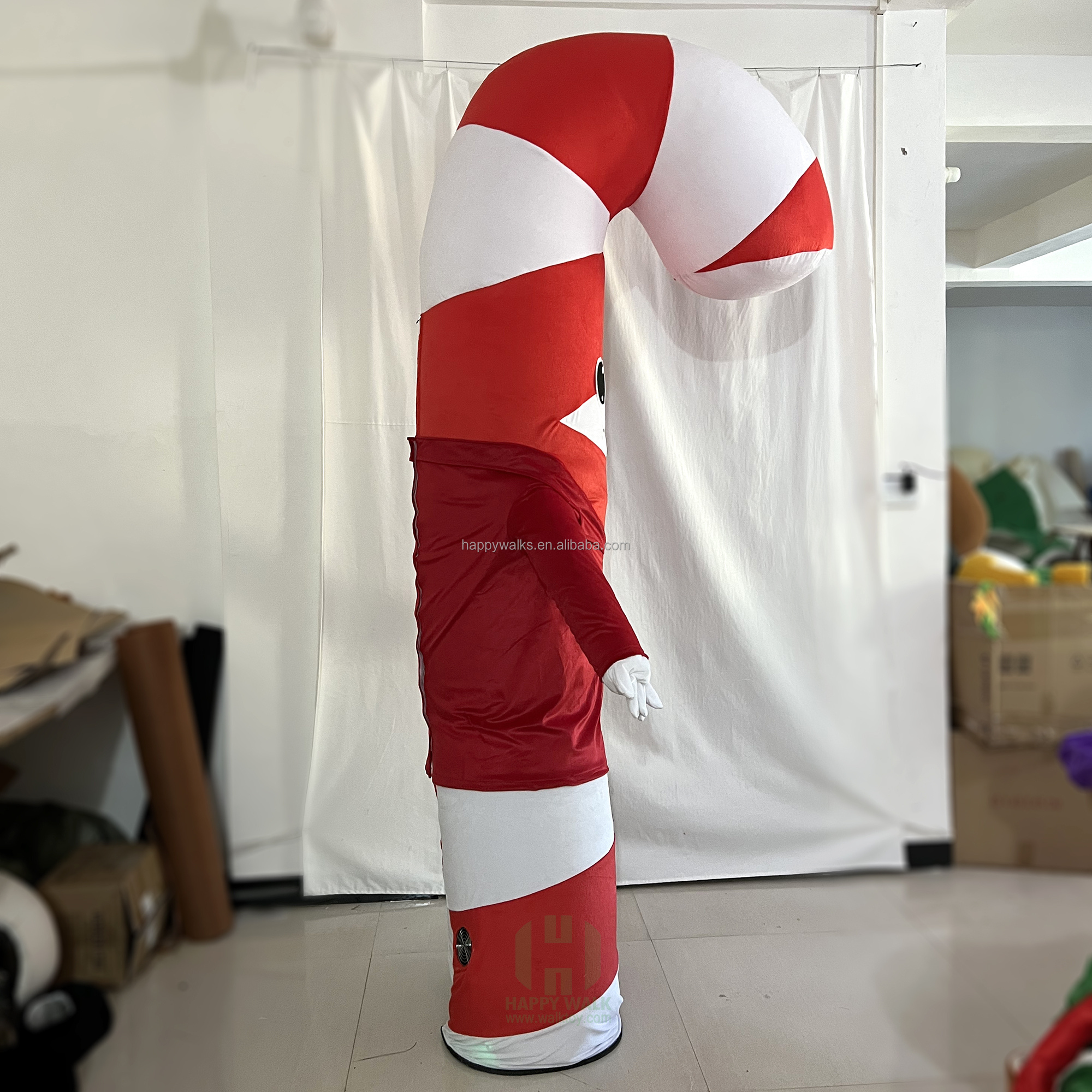 HAPPY WALK Advertising Custom Christmas candy cane Inflatable model decoration Carnival red cane Costume Inflatable for sale