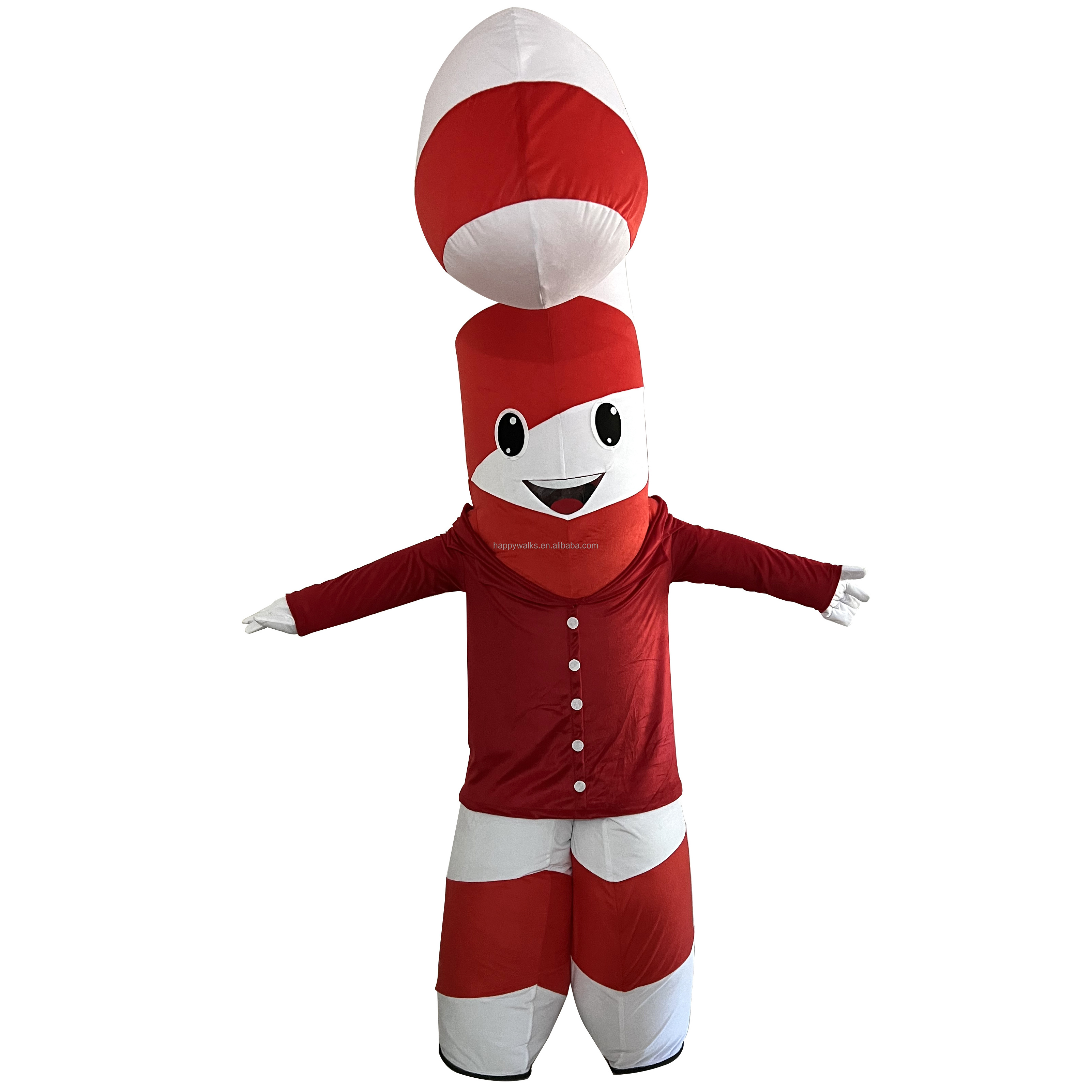 Commercial Inflatable candy cane Mascot Costume 2m/2.6m Christmas Carnival red cane Costume Inflatable for sale