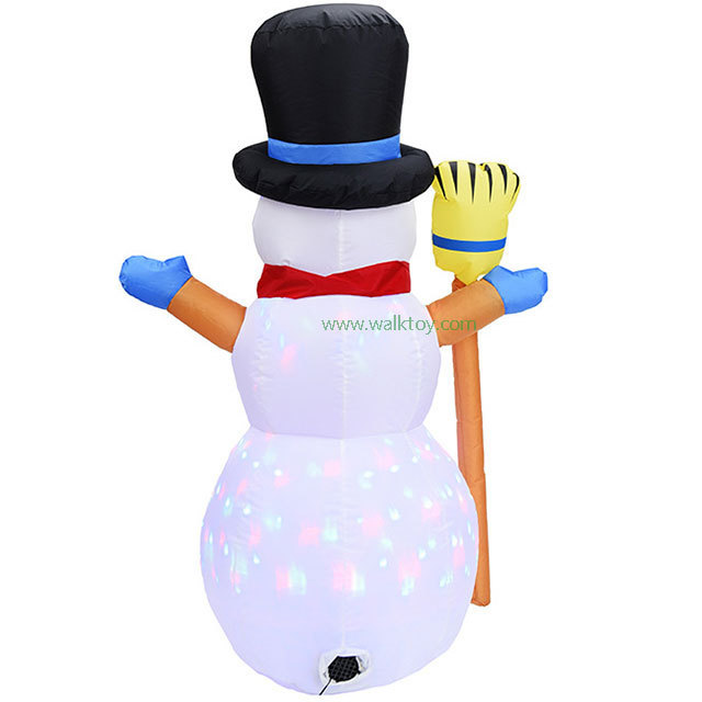 Inflatable LED snowman model 2.4m snowman with a broom wholesale Christmas inflatable decoration