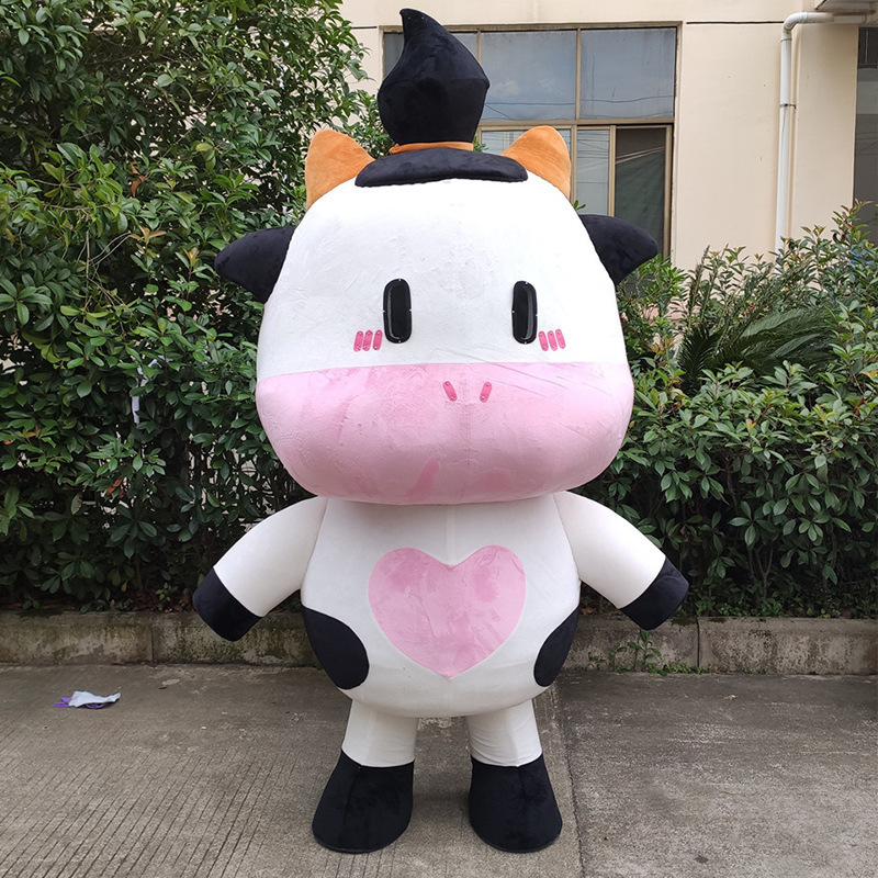 Red New Year cow mascot outdoor adult funny cartoon costume 2m/2.6m inflatable mascot costume