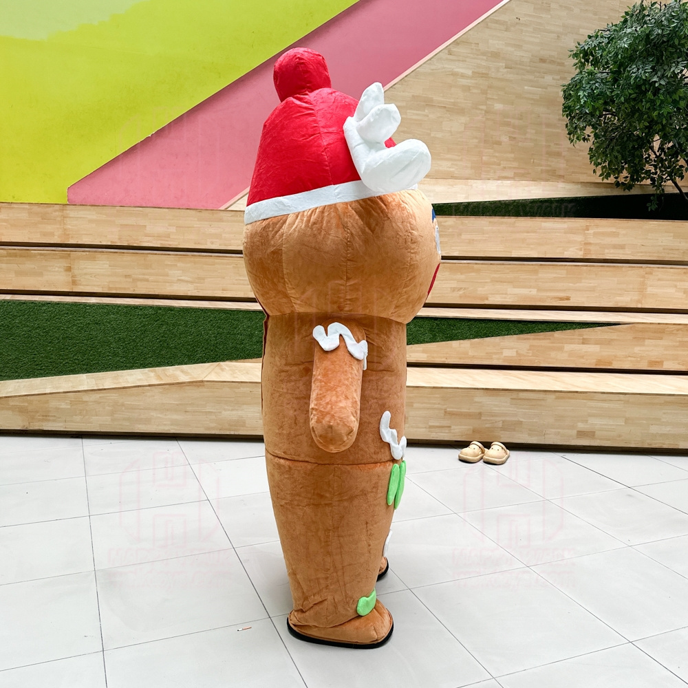 Custom Cosplay Gingerbread Man With Hat Inflatable Mascot Costume for Halloween Party Feast Biscuit Adult Cartoon