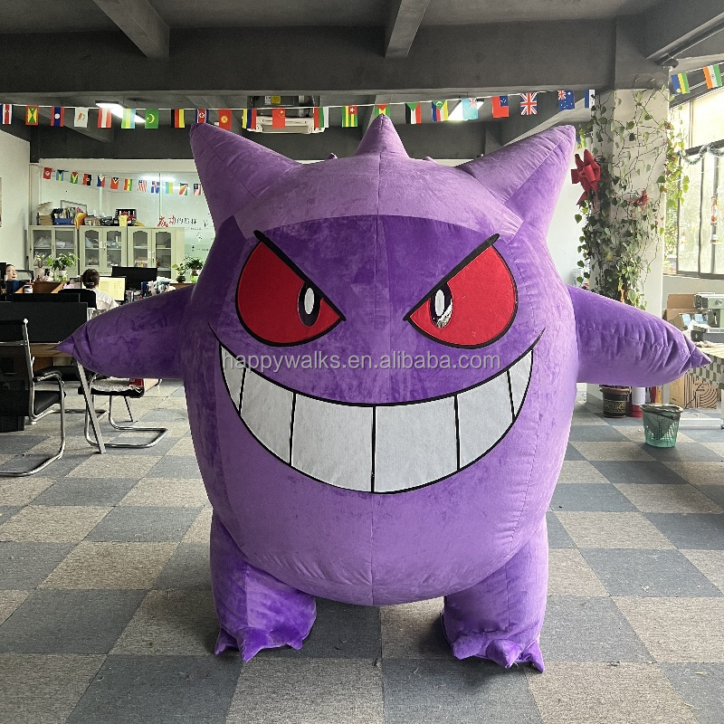 Unisex Gengar Inflatable Plush Cartoon Costume Purple Stuffed Adult Halloween Costumes