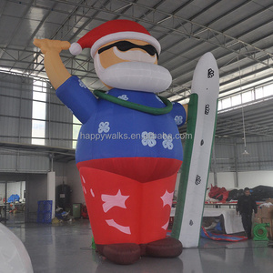 Factory Price Giant Ski Santa Claus Inflatable Ski Resort Giant Advertising Inflatable Cartoon Model