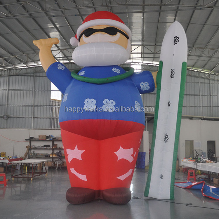 Factory Price Giant Ski Santa Claus Inflatable Ski Resort Giant Advertising Inflatable Cartoon Model