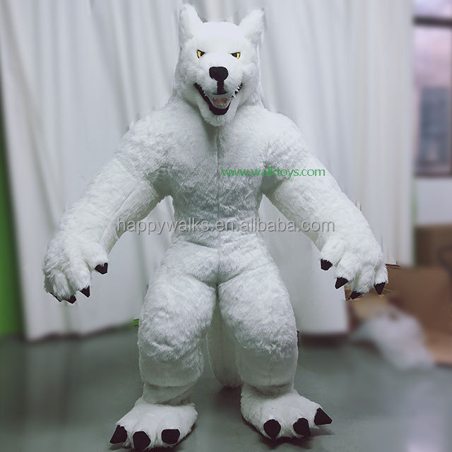 inflatable mascot Canis lupus arctos Performance Walking Fuzzy Inflatable  Costume for Funny Parade Show