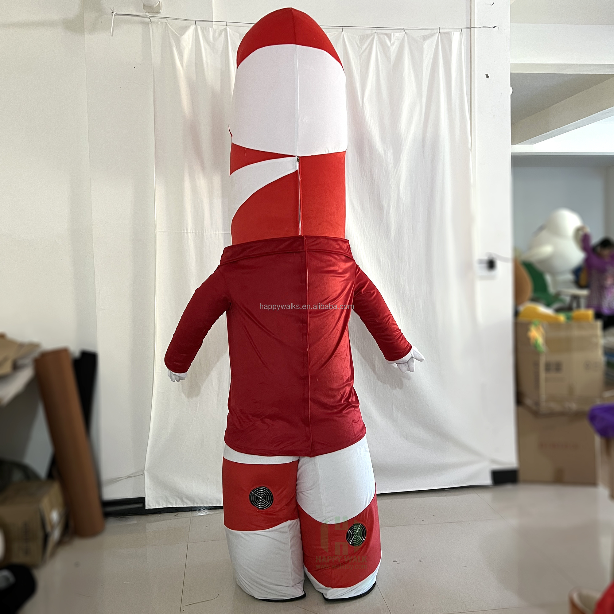 HAPPY WALK Advertising Custom Christmas candy cane Inflatable model decoration Carnival red cane Costume Inflatable for sale