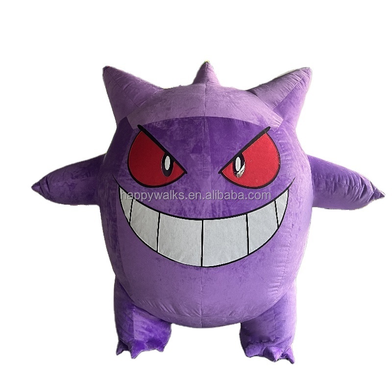 Unisex Gengar Inflatable Plush Cartoon Costume Purple Stuffed Adult Halloween Costumes