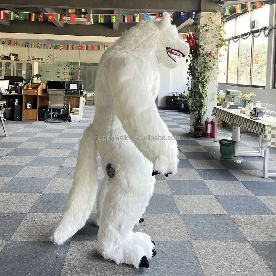 High quality customized  inflatable mascot costume inflatable white wolf mascot costume