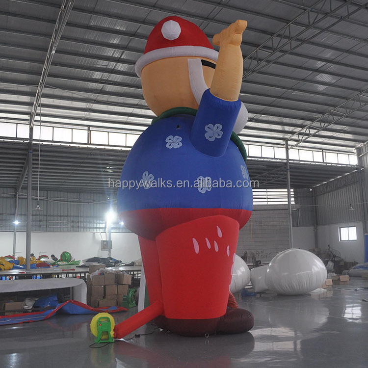 Factory Price Giant Ski Santa Claus Inflatable Ski Resort Giant Advertising Inflatable Cartoon Model