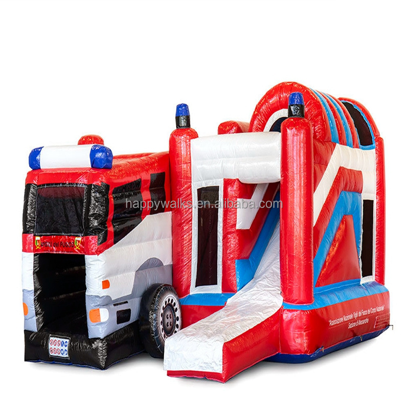 Hot sale car shape inflatable bouncing trampoline slide outdoor garden kids inflatable castle