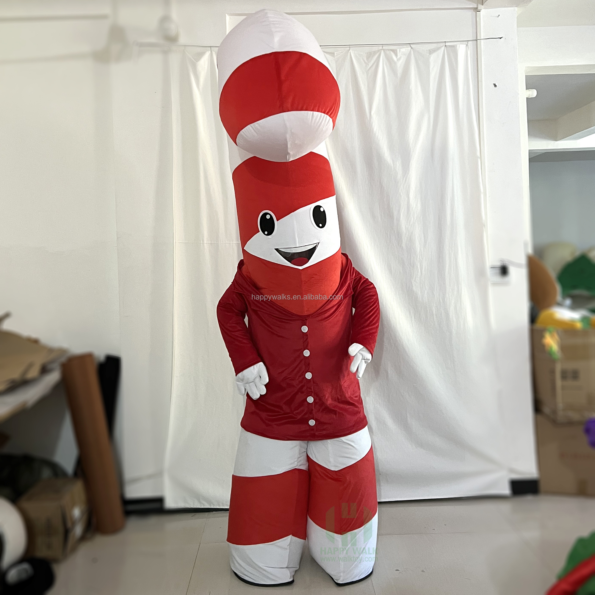 HAPPY WALK Advertising Custom Christmas candy cane Inflatable model decoration Carnival red cane Costume Inflatable for sale