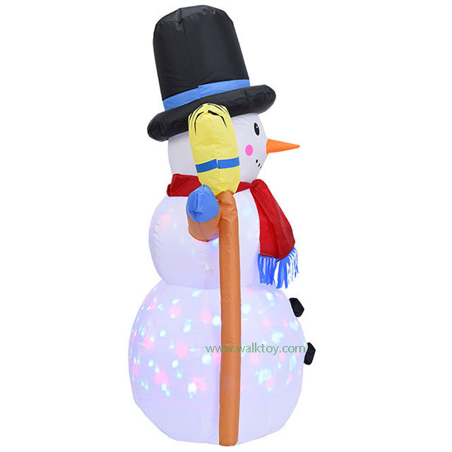 Inflatable LED snowman model 2.4m snowman with a broom wholesale Christmas inflatable decoration