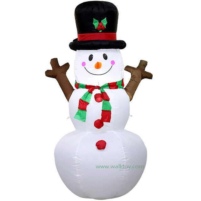 Inflatable LED snowman model 2.4m snowman with a broom wholesale Christmas inflatable decoration