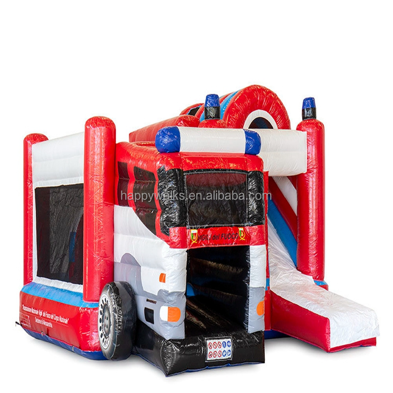 Hot sale car shape inflatable bouncing trampoline slide outdoor garden kids inflatable castle