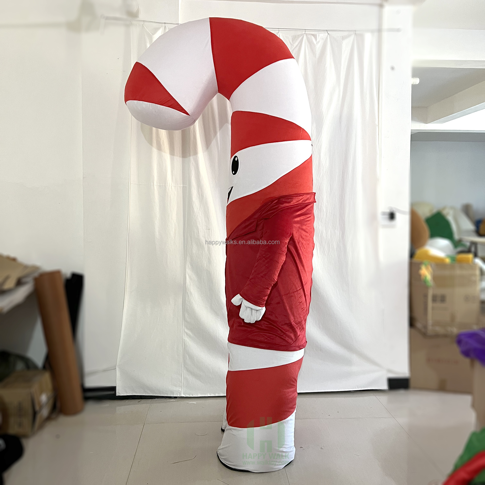 HAPPY WALK Advertising Custom Christmas candy cane Inflatable model decoration Carnival red cane Costume Inflatable for sale