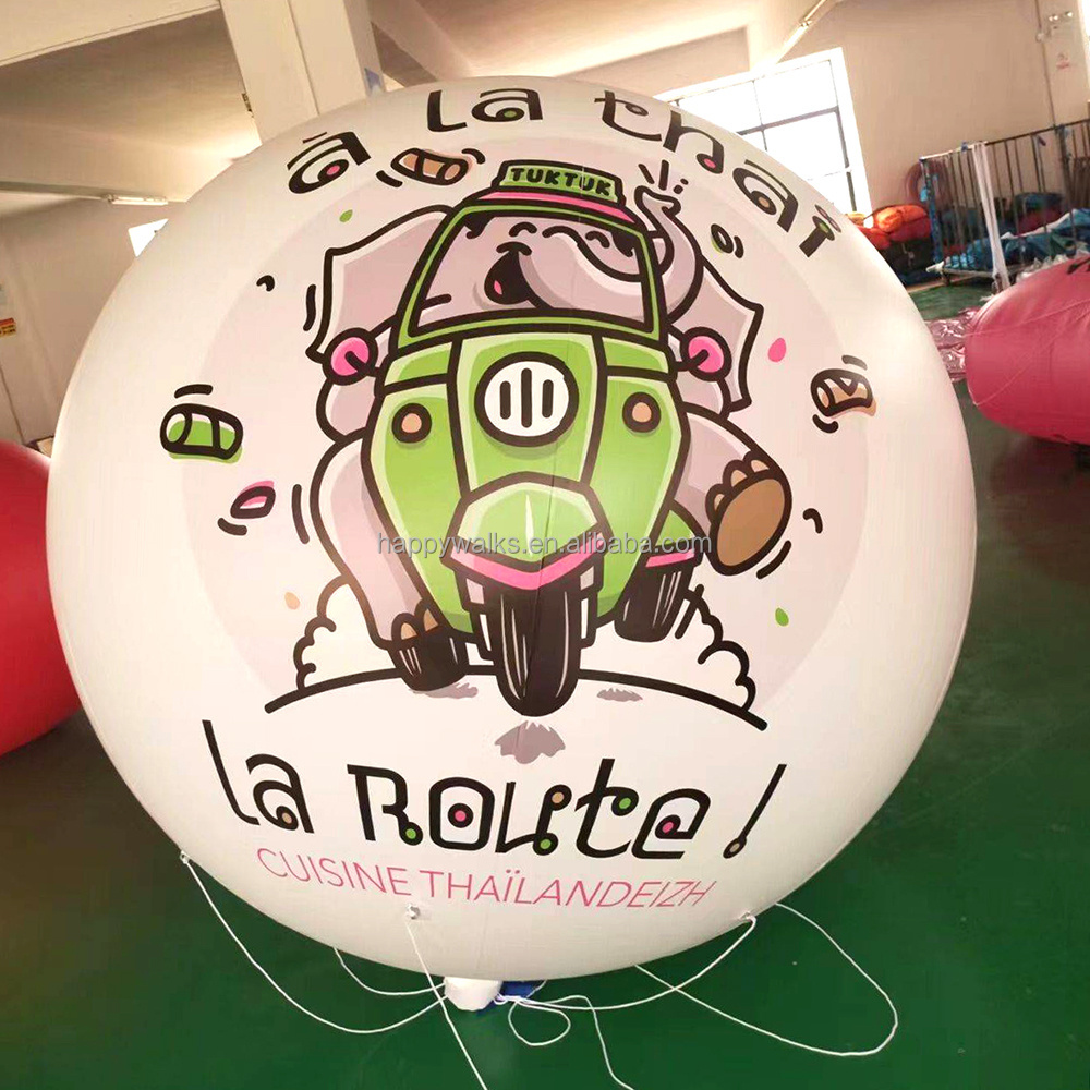 Happy Walk Commercial Outdoor Inflatable Helium white Ballon Customized LOGO Inflatable Advertise balloon