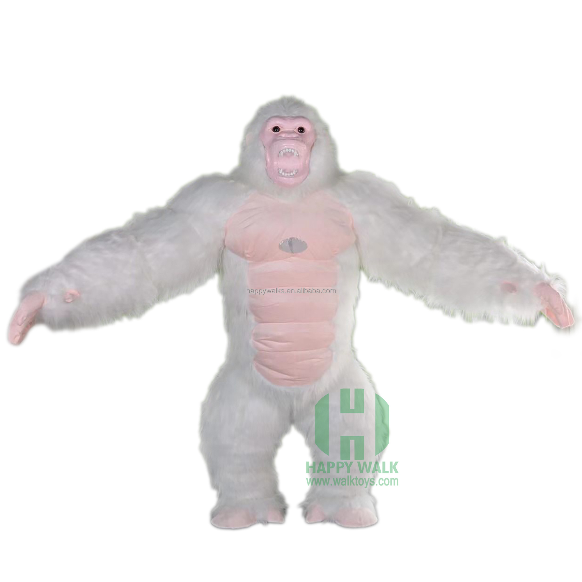 Factory Hot Sale Pure White Gorilla Inflatable Cartoon Costume Adult COS Animal Costume