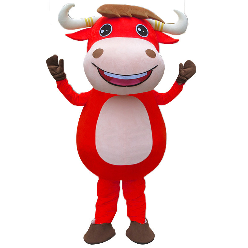 Red New Year cow mascot outdoor adult funny cartoon costume 2m/2.6m inflatable mascot costume