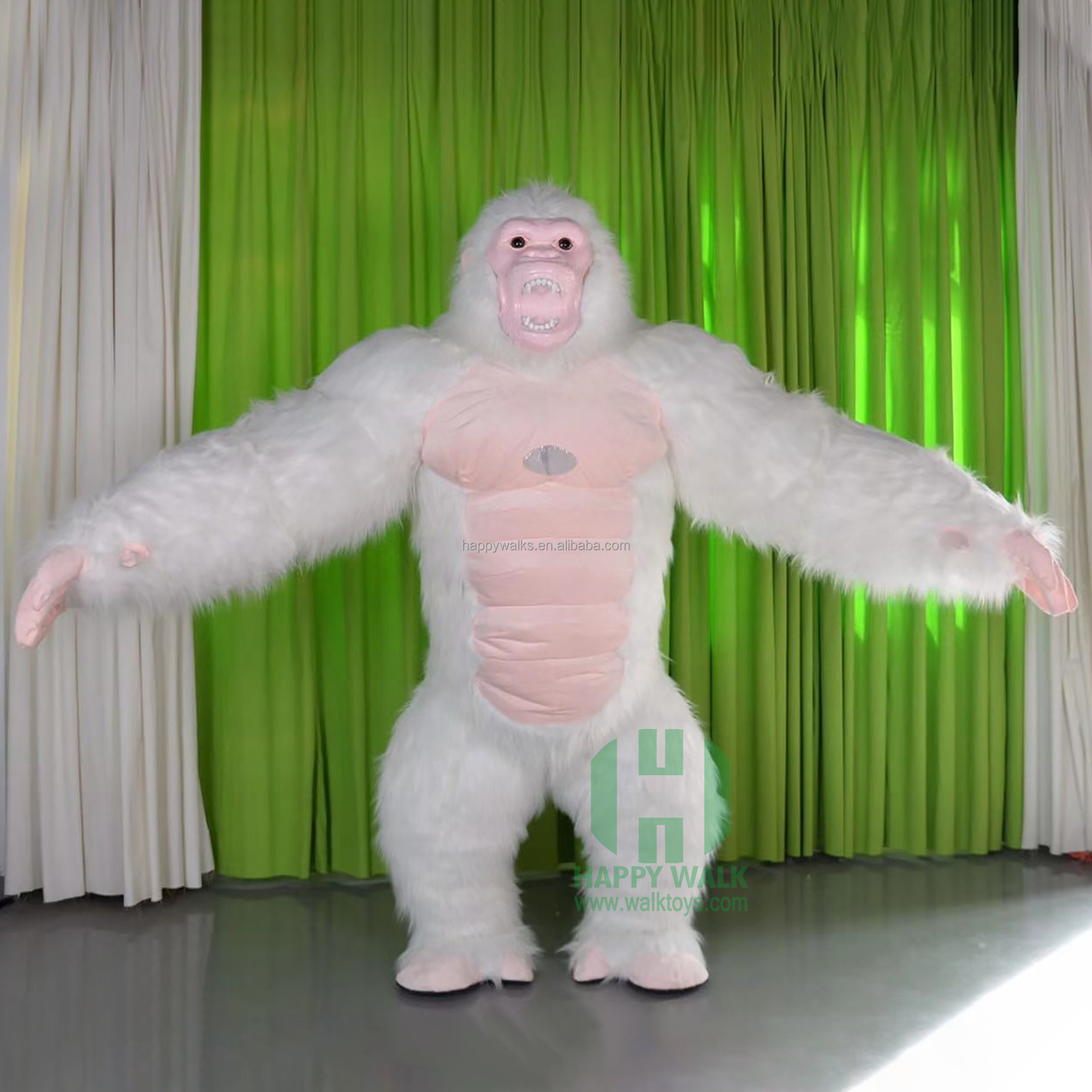 Factory Hot Sale Pure White Gorilla Inflatable Cartoon Costume Adult COS Animal Costume