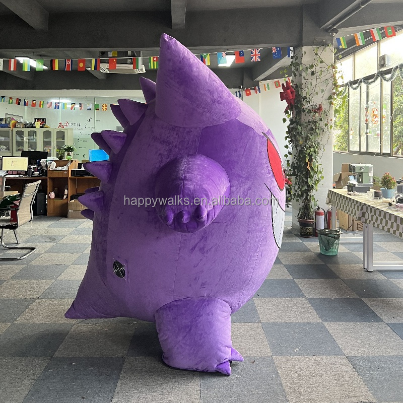 Unisex Gengar Inflatable Plush Cartoon Costume Purple Stuffed Adult Halloween Costumes