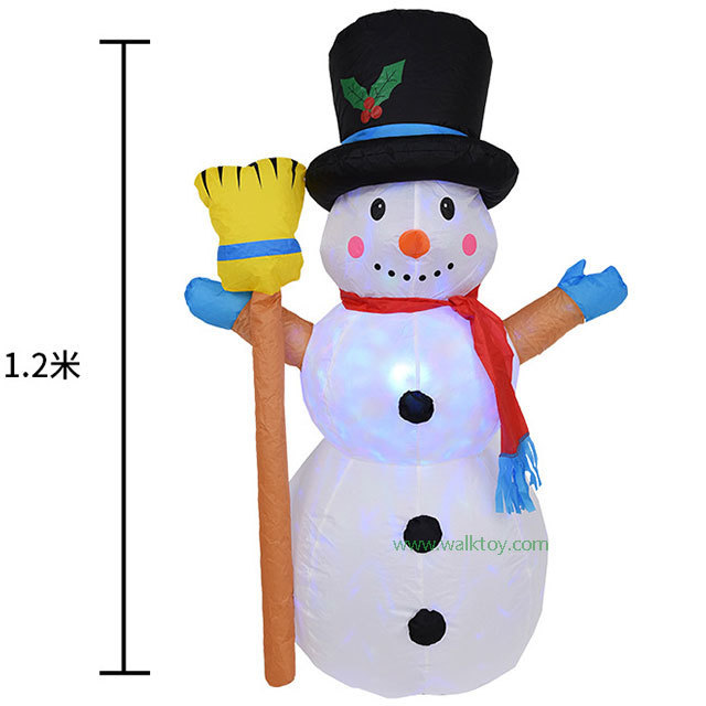 Inflatable LED snowman model 2.4m snowman with a broom wholesale Christmas inflatable decoration