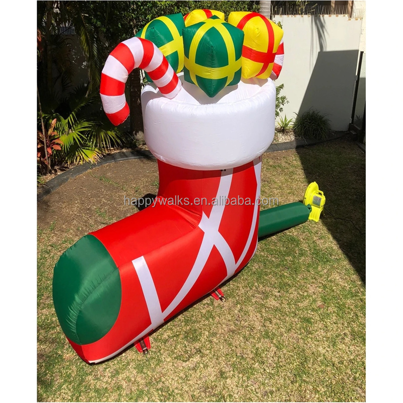 2023 New Products Christmas Gift Socks Home Inflatable Decoration Garden LED Inflatable Christmas Socks