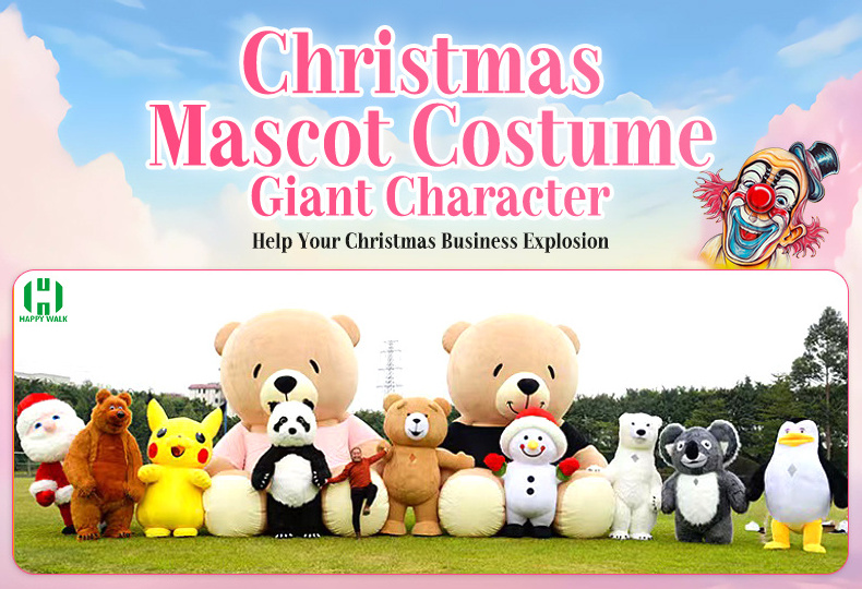 2m/2.6m/3m Inflatable Commercial Adult Mascot Costume Plush Panda and Polar Bear Suit Walking Panda Mascot Costume