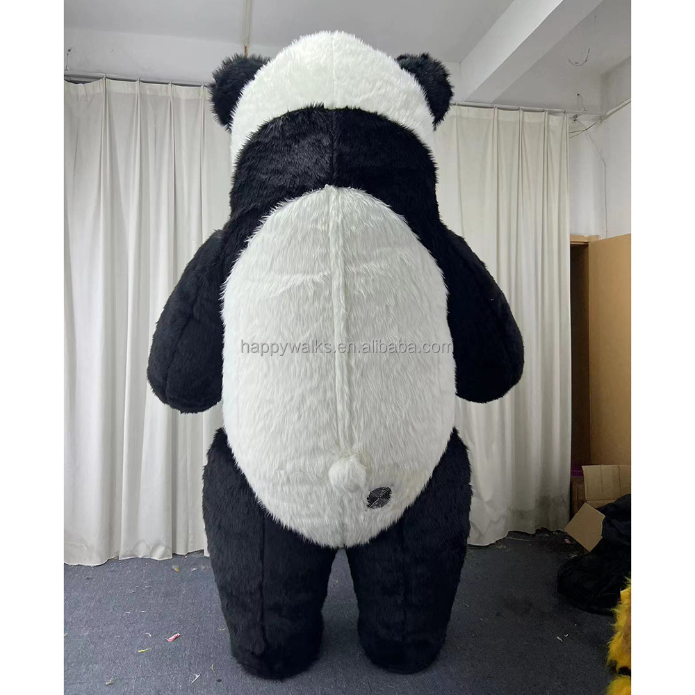 Factory Hot Sale Realistic Inflatable Panda Mascot Costume Party Event Inflatable Cartoon Costume With Fan