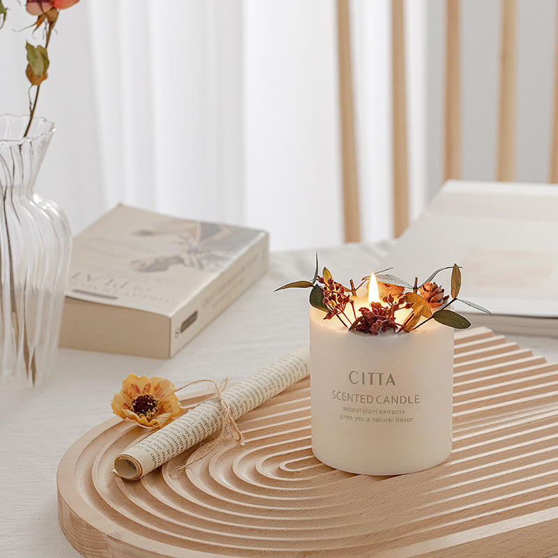 Scented Candles Luxury Halloween Home Decoration beautiful dry flower and fruit in aroma candles