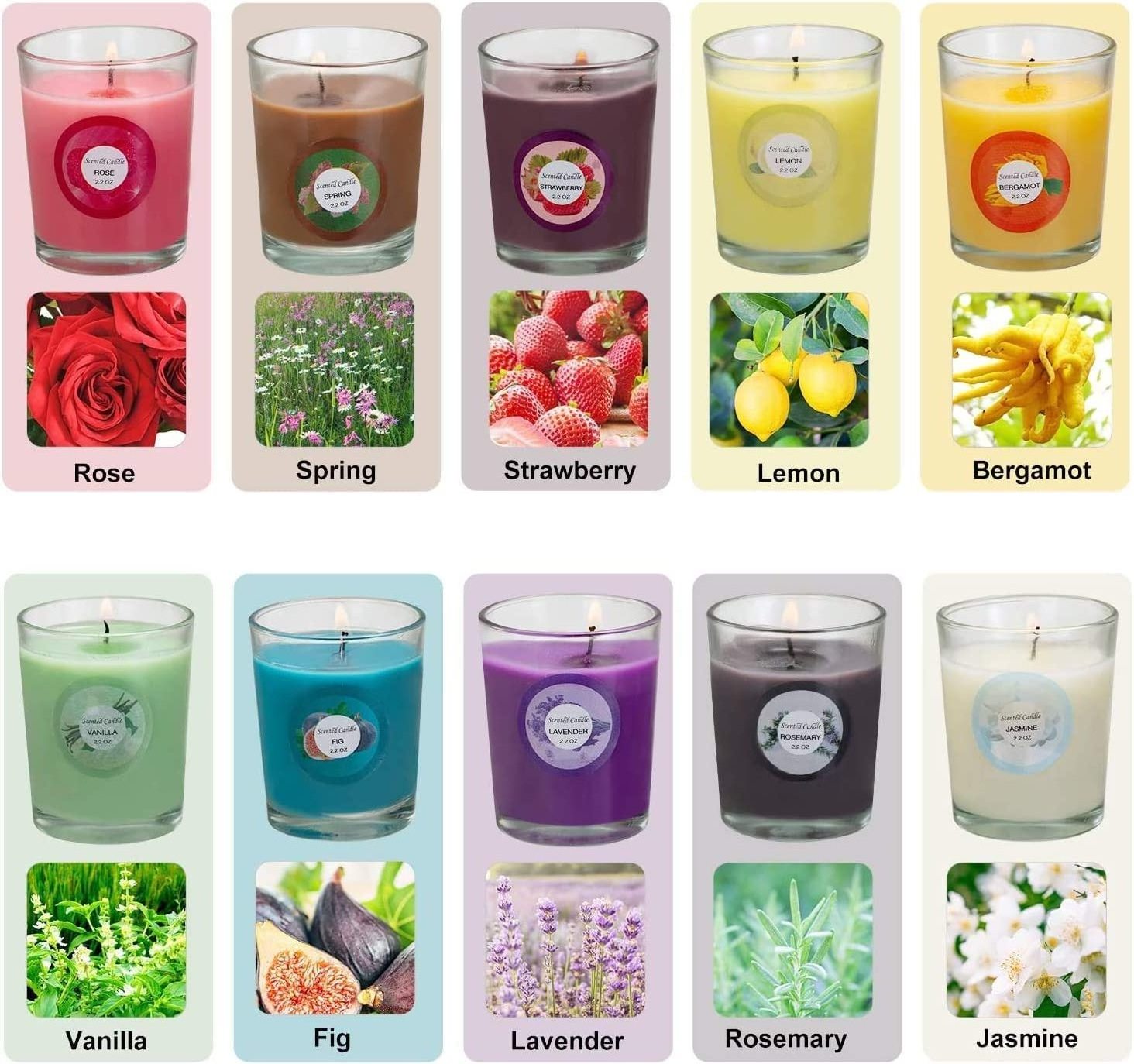 20 Pack Strong Scented Candles Gift Set With 10 Fragrances For Home and Women Aromatherapy Soy Wax Glass Jar Candle