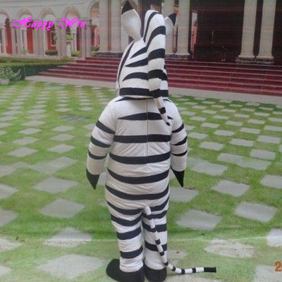 wholesale cheap cartoon character 2 person zebra mascot costume for adult