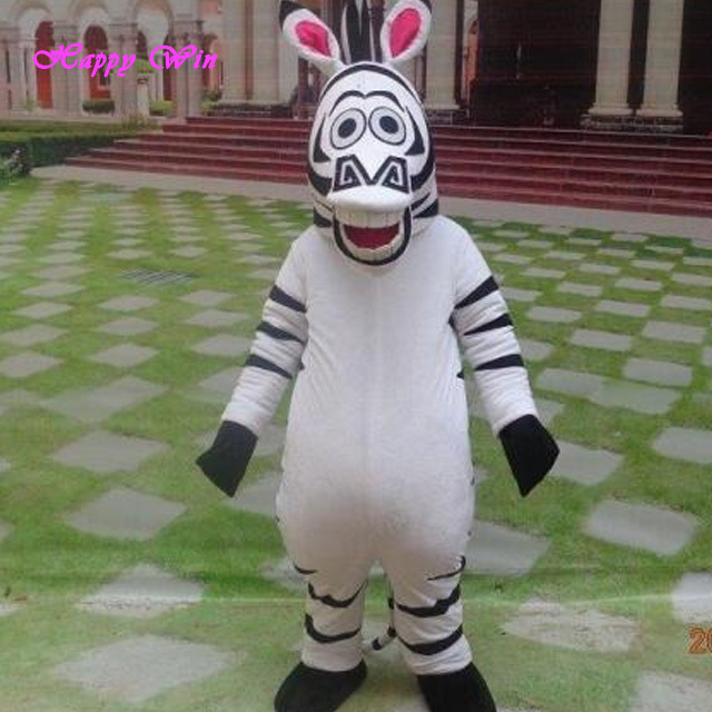 wholesale cheap cartoon character 2 person zebra mascot costume for adult