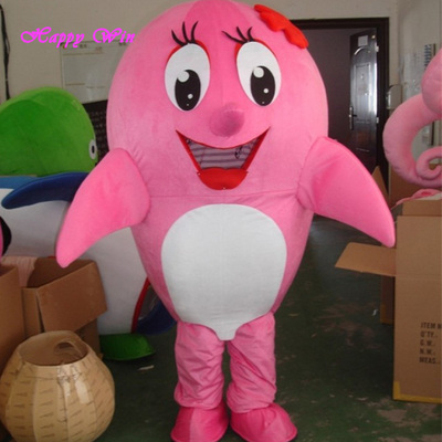 Pink dolphin mascot costume cute cartoon character costume cartoon character mascot costumes