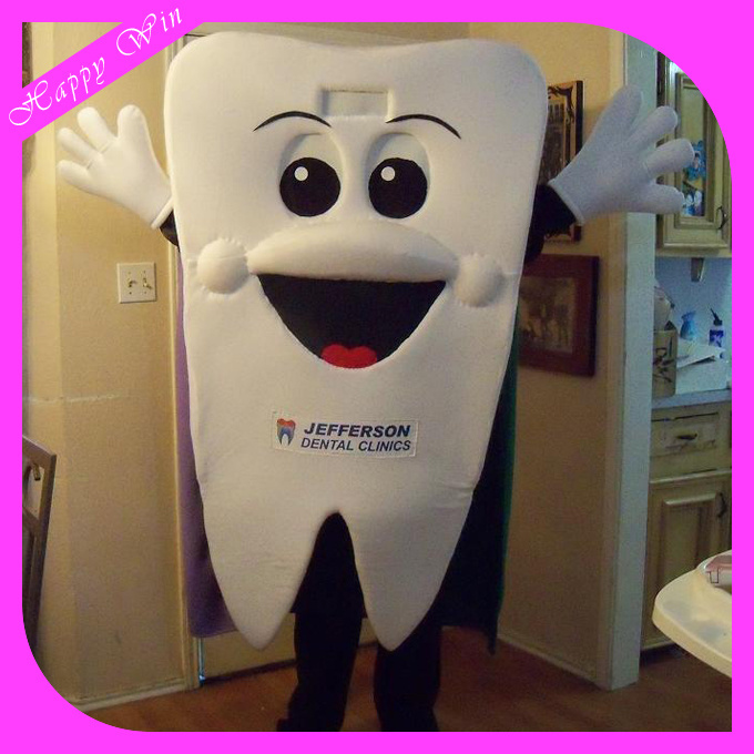 Hot selling promotion teeth costumes / plush tooth mascot costume for adult