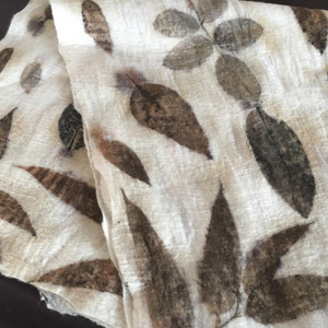 Eco-print silk scarf/Natural dye scarf and merino wool/Nuno felted natural Scarf