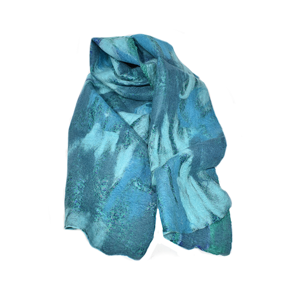 Fair made Felt scarf/Merino wool and recycled saree Felted scarf