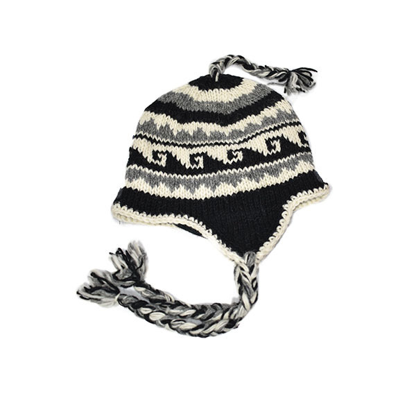 Classical Woolen Hat with Ear Flap/comfortable Ear Flap Ecofriendly Woolen Hat Hand Knitted Winter Happy Women Handicraft High