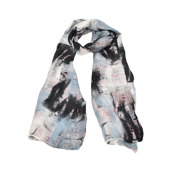 Dark color combination Felted scarf/Soft and comfortable Scarf made from Merino wool and saree