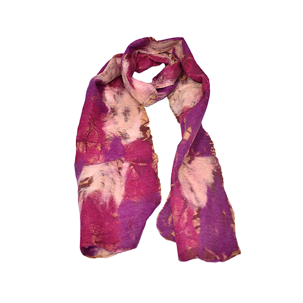 Dark color combination Felted scarf/Soft and comfortable Scarf made from Merino wool and saree